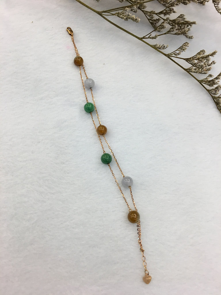 Three Colours Jade Bracelet - Beads (BR001)