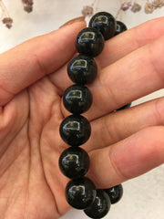 Black Nephrite Jade Beads Bracelet (BR060)