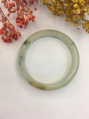 Bluish Flower With Yellow Jade Bangle - Round (BA108)