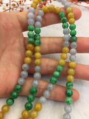 Three Colours Jade Necklace - 108 Beads (NE037)