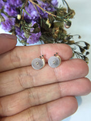Icy Jade Safety Coin Earrings - Snail (EA084)