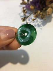 Dark Green Jade Pendant - Safety Coin (PE154)