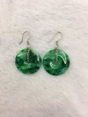 Green Earrings - Coin (EA256)