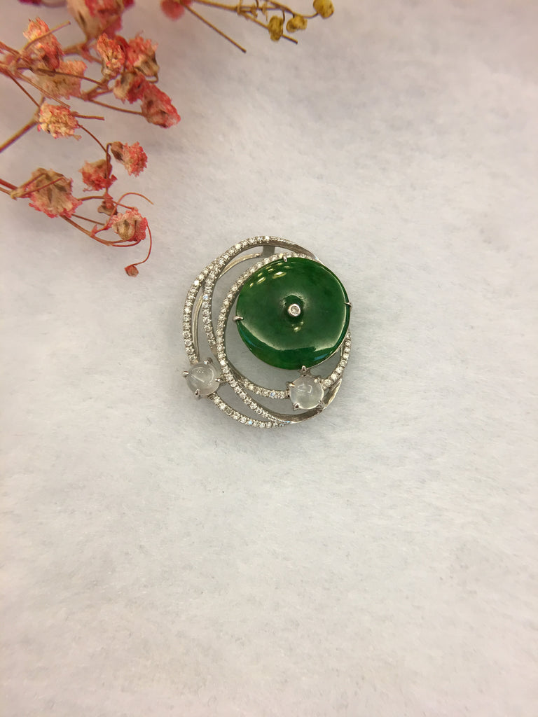 Dark Green Jade Pendant - Coin (PE042)