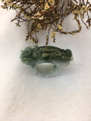 Dark Green Jade Ring - Pixiu (RI254)
