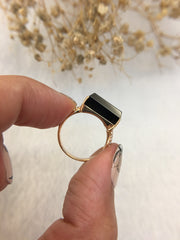 Natural Omphacite Jadeite Ring - Rectangular (RI189)