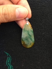 Yellow With Green Pendant - Oval (PE065)