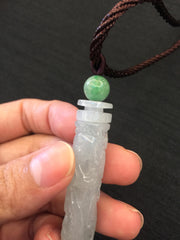 Icy White Jade Pendant - Cylindrical (PE033)
