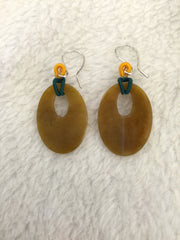 Reddish Yellow Earrings - Oval (EA061)