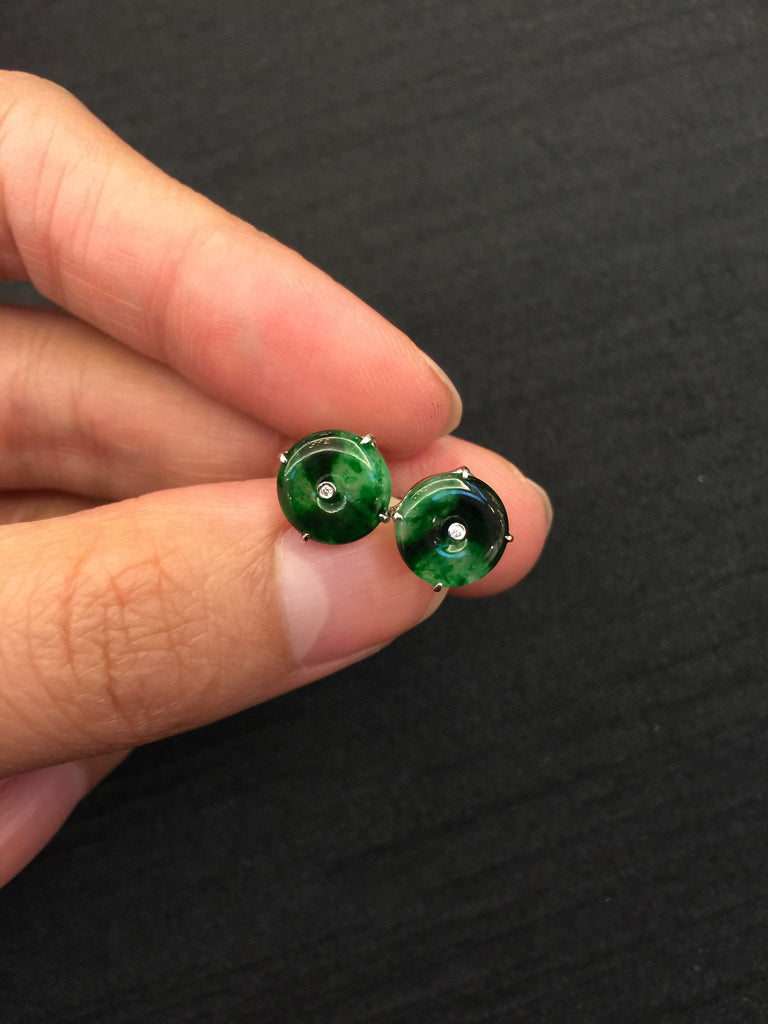 Green Earrings - Coin (EA040)