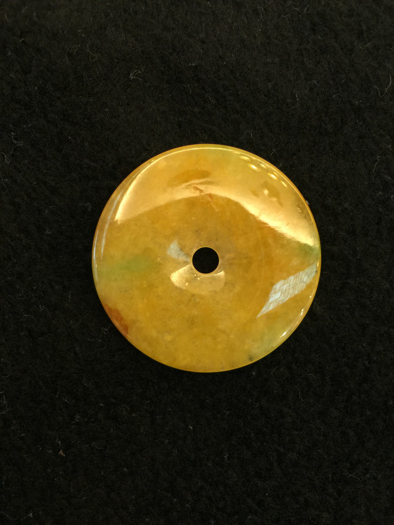Yellow with Green Jade - Coin (PE045)
