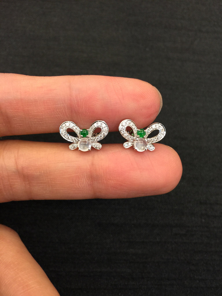Green & White Earrings - Butterfly (EA039)