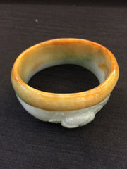 Yellow Bangle - Oval with Carving (BA017)