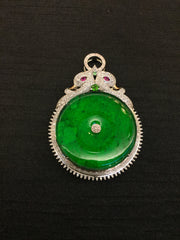 Green Jadeite Pendant - Coin (PE030)
