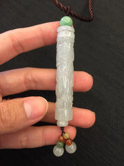 Icy White Jade Pendant - Cylindrical (PE033)